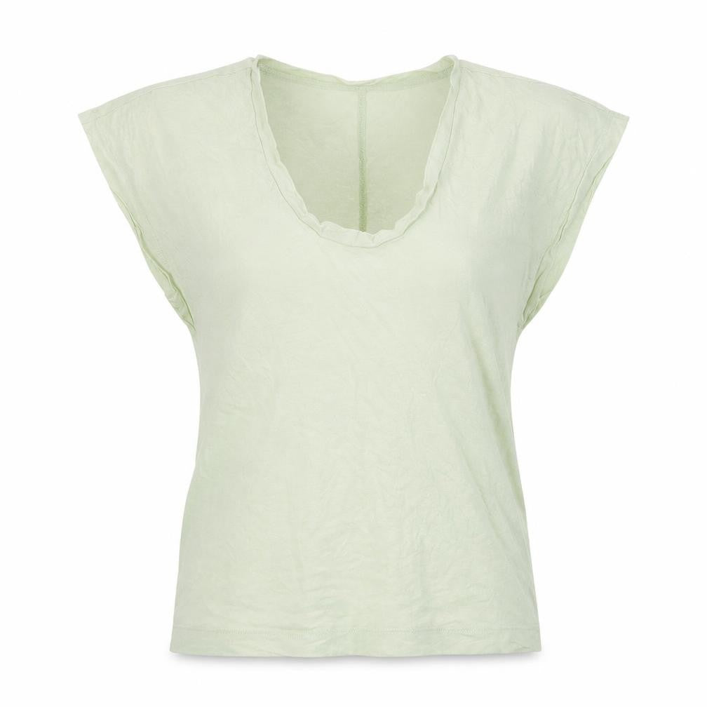 Reiss Womens Green XS Basic Cotton Lyocell Scoop Neck T-Shirt