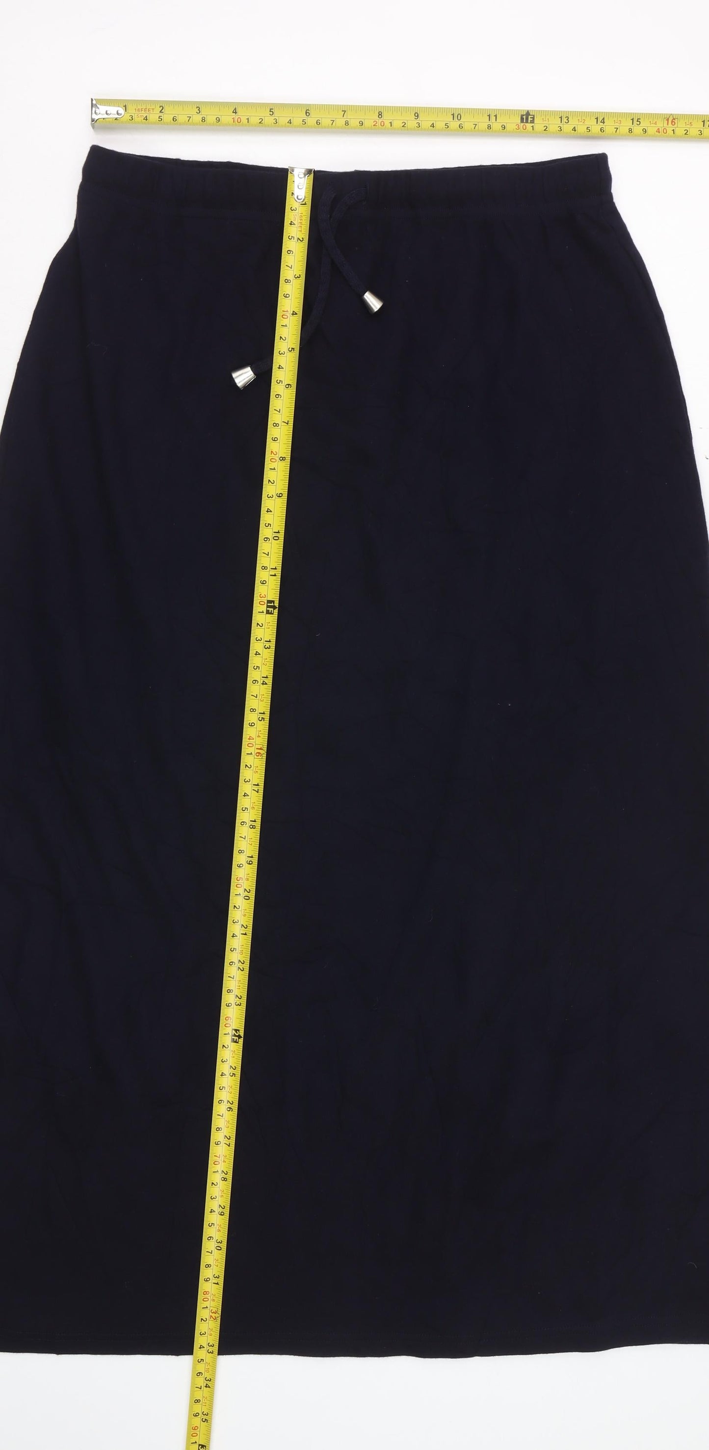 Marks and Spencer Womens Black Size 14 Midi Cotton Blend Pencil Skirt