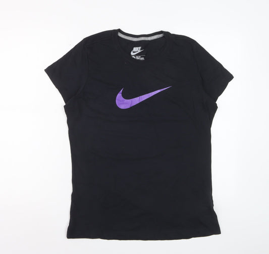Nike Women's Black XL Slim Fit Cotton T-Shirt