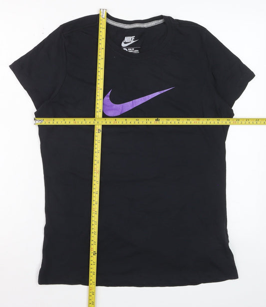 Nike Women's Black XL Slim Fit Cotton T-Shirt