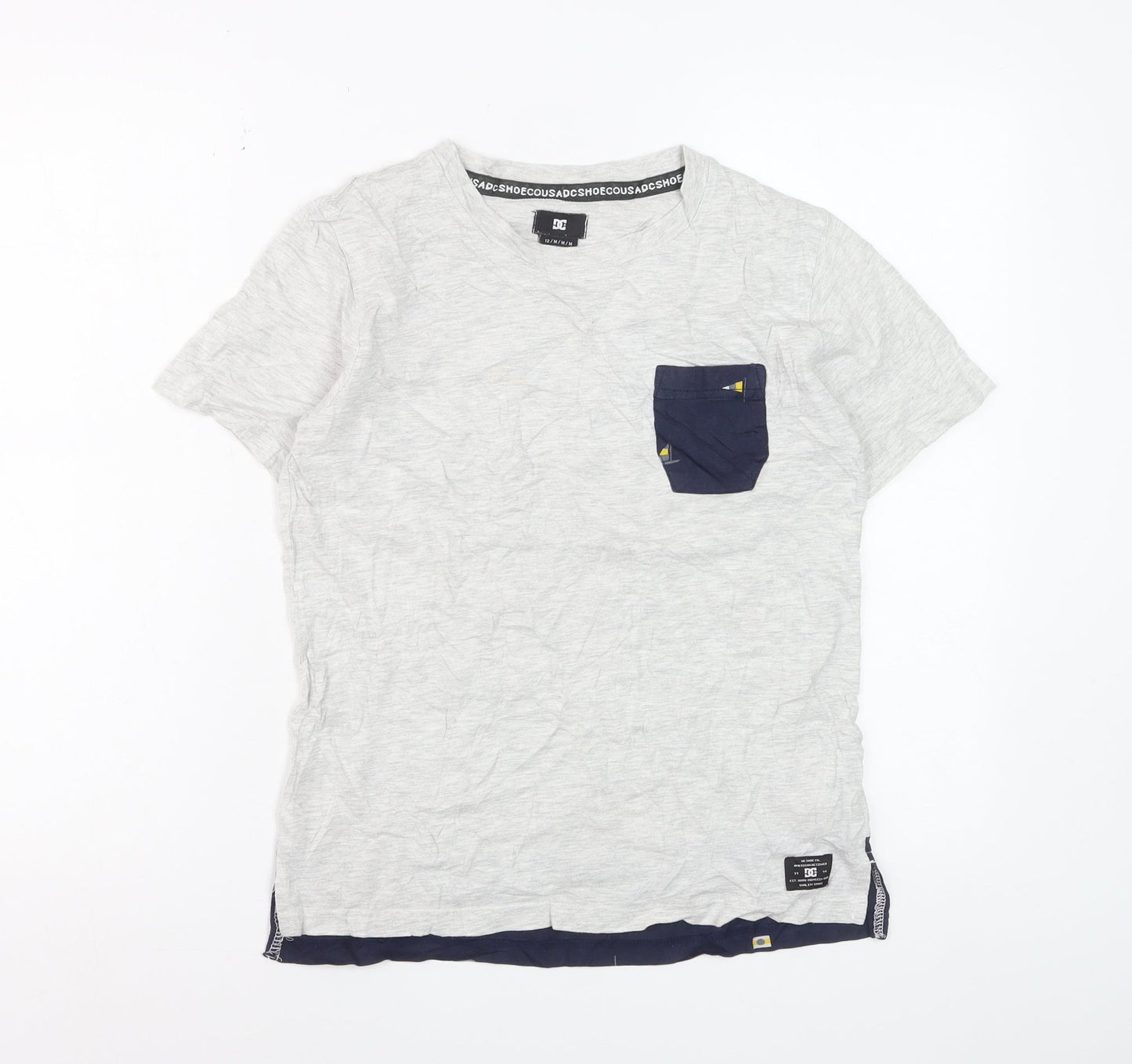 DC Shoes Boys Grey Cotton Crew Neck Pocket T-Shirt Size 12 Years