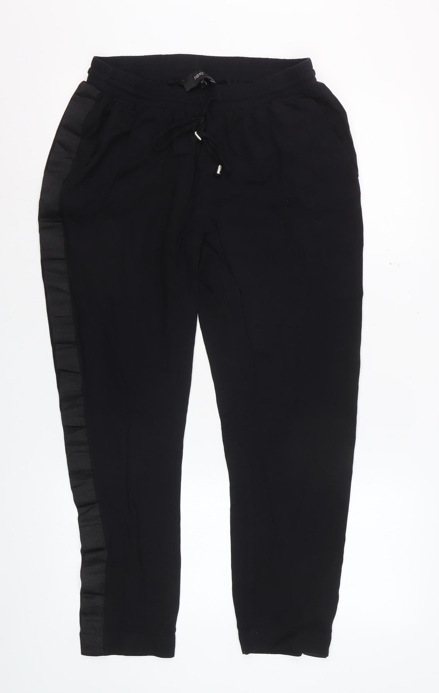 Next Women Black Size 12 Jogger Trousers Viscose Drawstring Waist