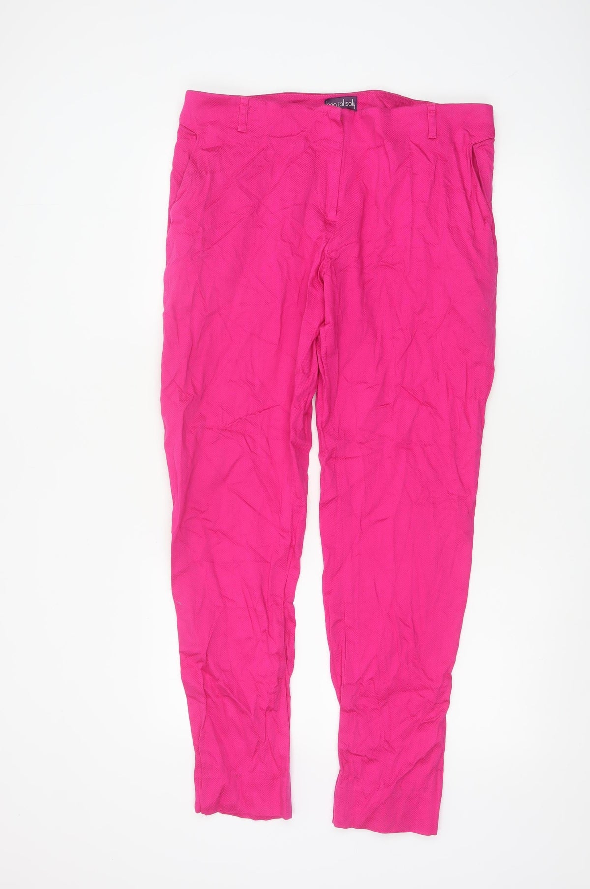 Long Tall Sally Women's Pink Straight Leg Trousers Size 14 Tall