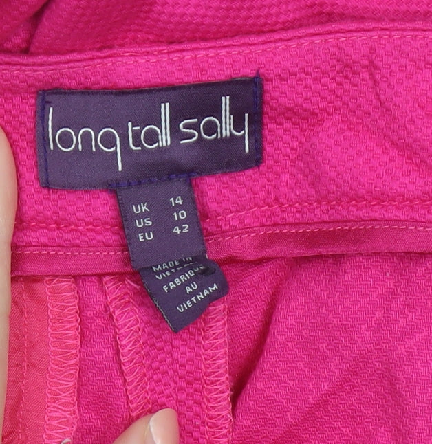 Long Tall Sally Women's Pink Straight Leg Trousers Size 14 Tall