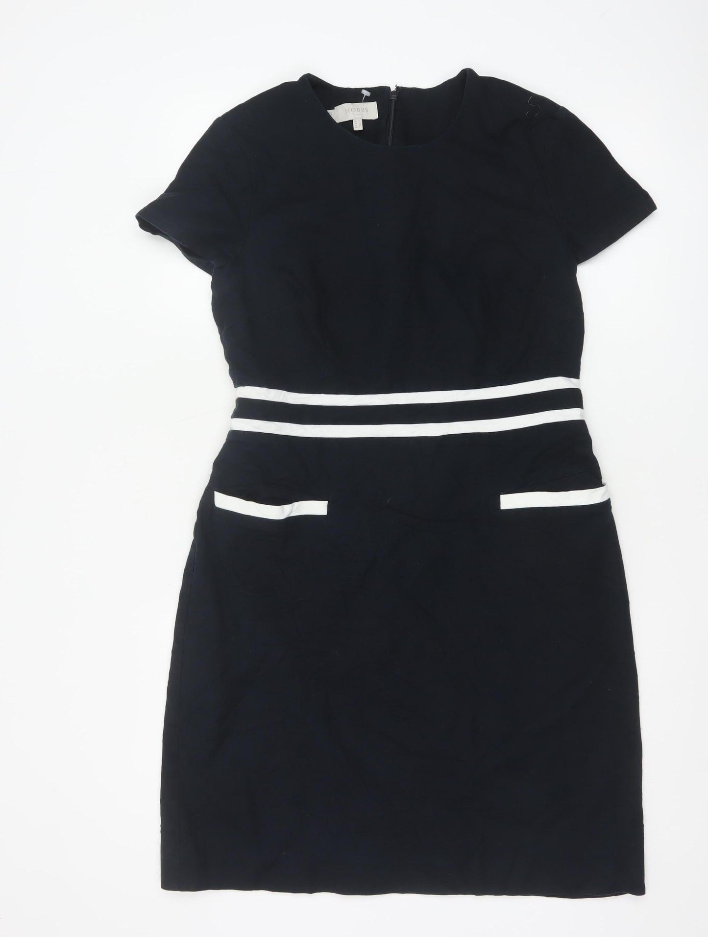 Hobbs Women Blue Short Sleeve Sheath Work Dress Size 12