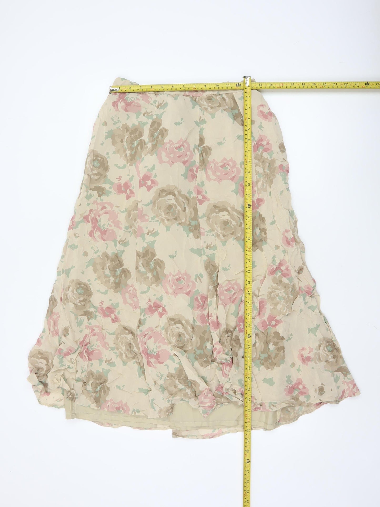 Gina Bacconi Women Beige Floral Midi A-Line Lightweight Skirt UK 14