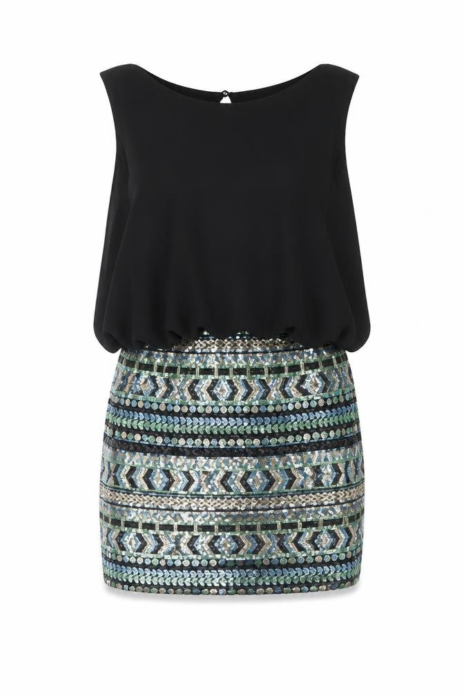 TFNC London Women's Black Sequin Short Bodycon Party Dress Size S