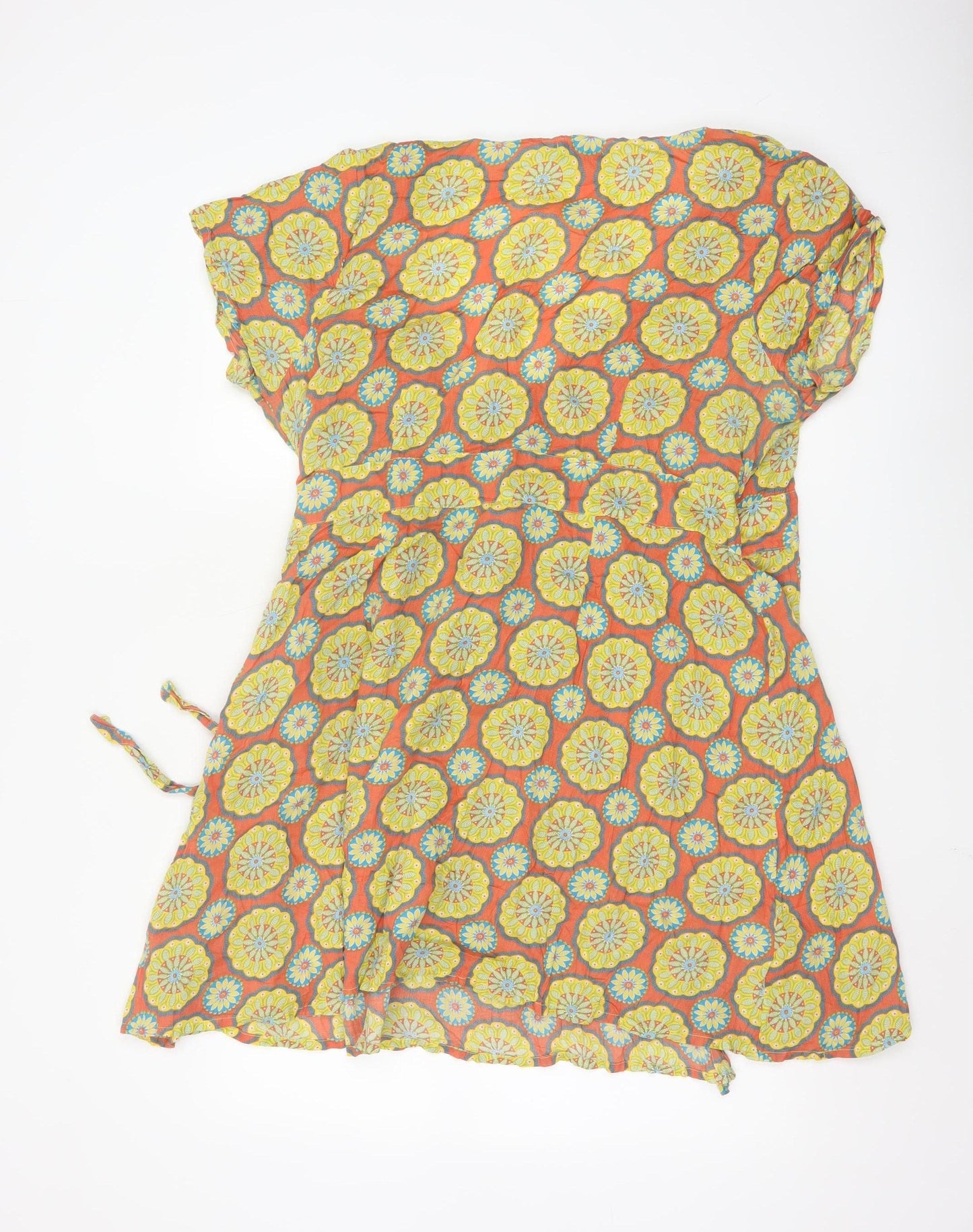 Joe Browns Womens Orange Floral Wrap Dress UK 18 Boho Summer