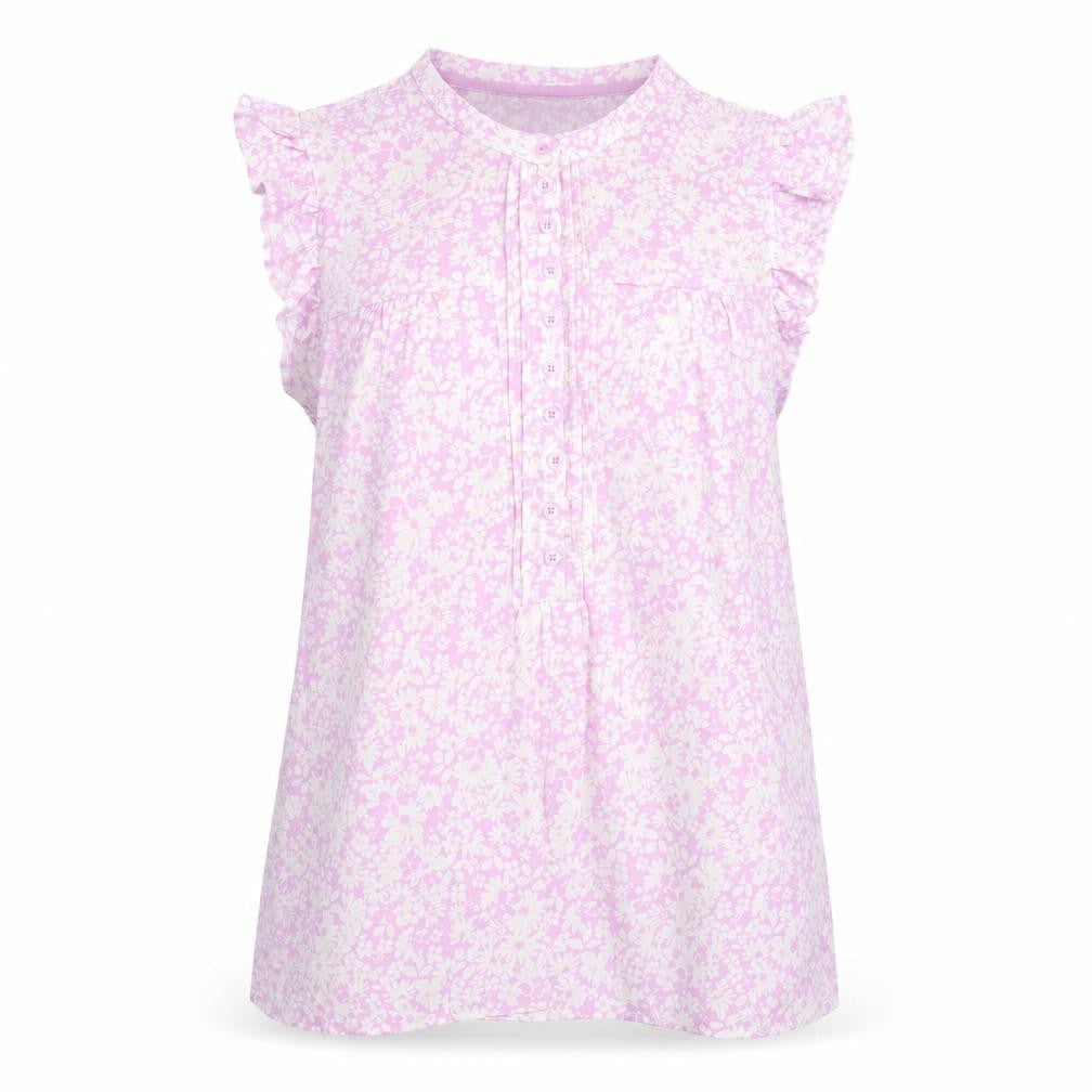 Crew Clothing Pink Floral Ruffle Sleeveless Blouse Size 16