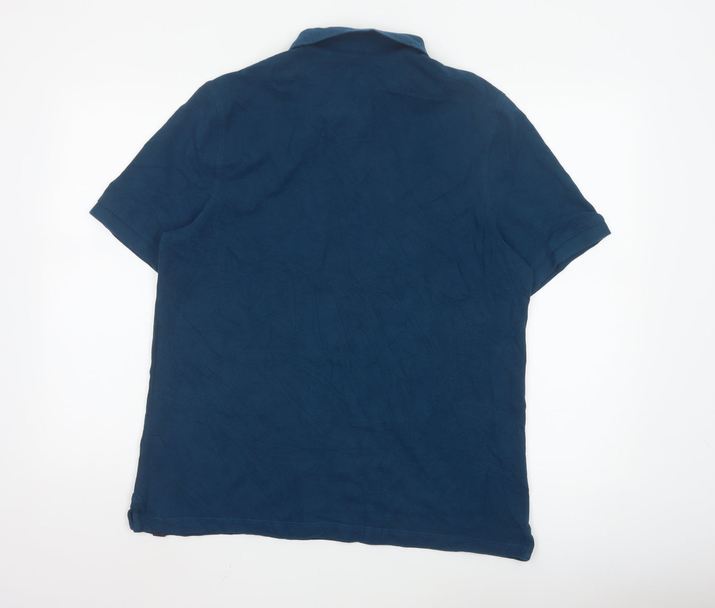 Marks and Spencer Men's Blue Regular Fit Cotton Polo Shirt L