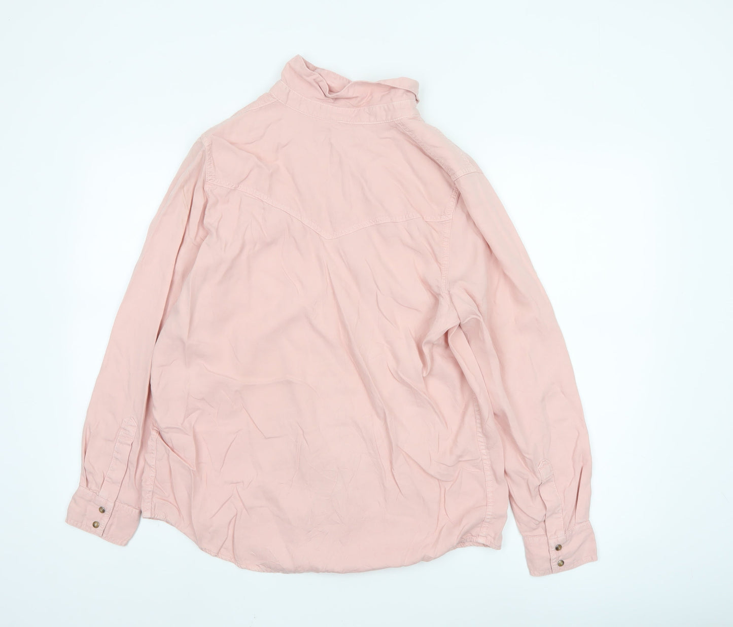 Marks and Spencer Women Pink Lyocell Button-Up Shirt Size 14