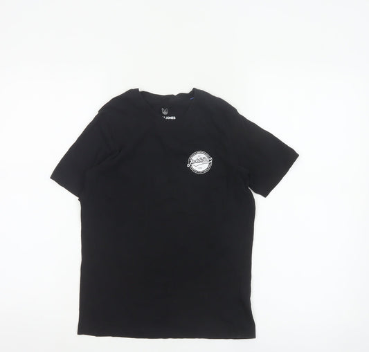 Jack & Jones Boys Black 12 Years Logo Cotton Short Sleeve T-Shirt