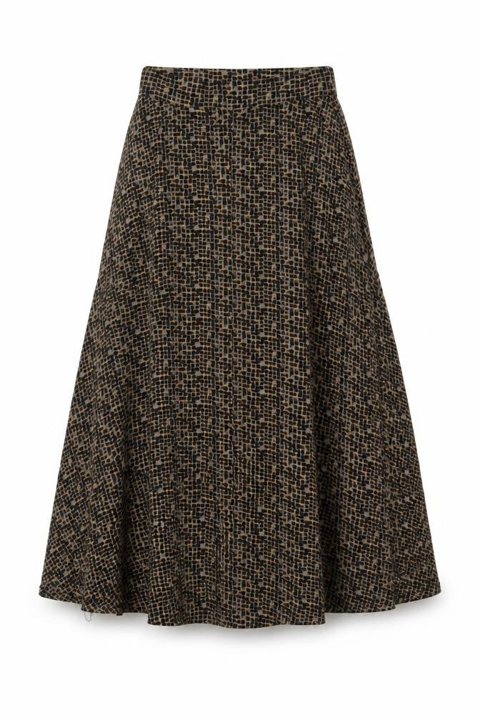 White Stuff Women’s Brown Geometric A-Line Midi Skirt Size 8