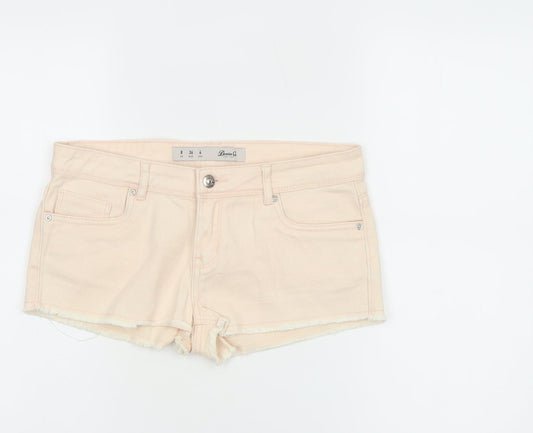 Additional front view of Denim Co. Women’s Beige, size UK 8, Hot Pants Frayed Denim Shorts