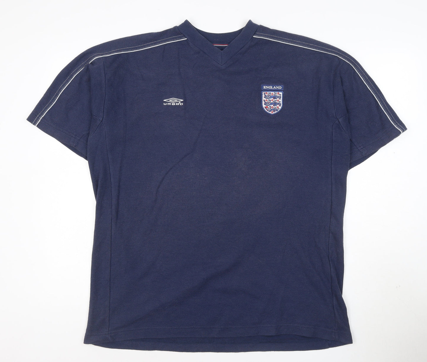 Umbro Men’s Blue England V-Neck Short Sleeve T-Shirt XL