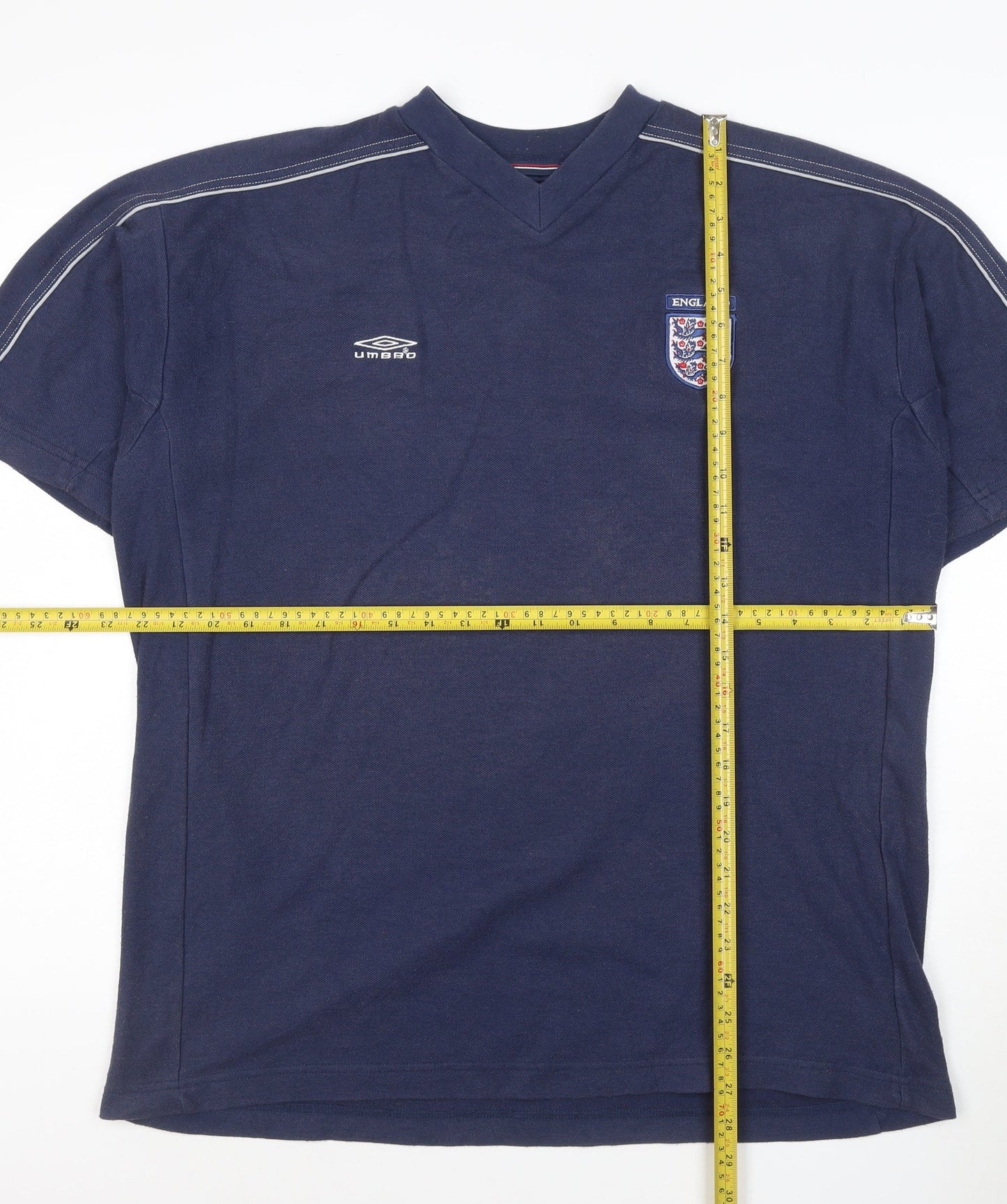 Umbro Men’s Blue England V-Neck Short Sleeve T-Shirt XL
