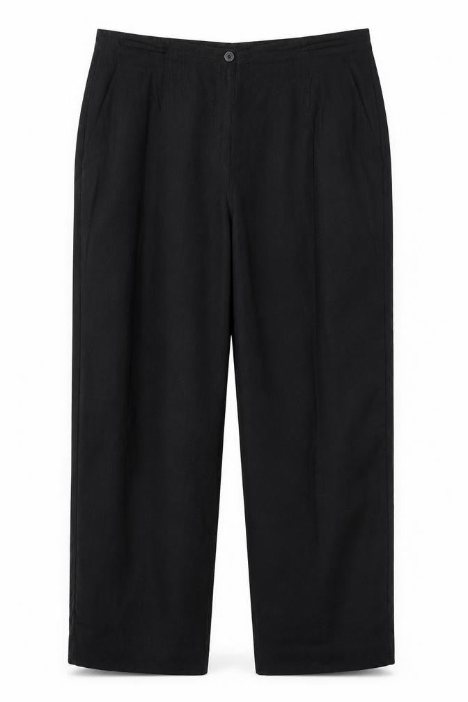 Windsmoor Womens Black Size 16 Linen Blend Wide-Leg Trousers