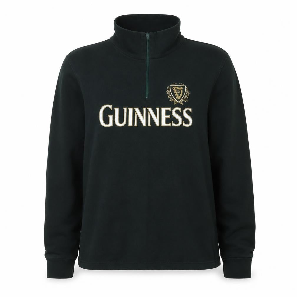 Guinness Women's Dark Green 1/4 Zip Long Sleeve Cotton Sweatshirt L