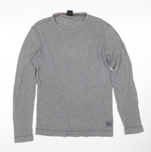Hugo Boss Men's Grey Slim Fit Cotton Knit Jumper Size L