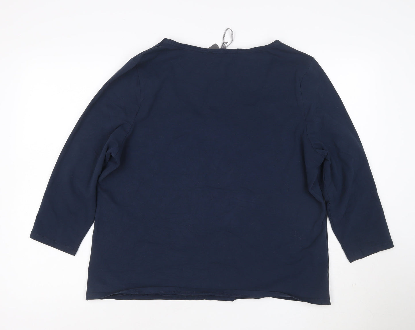 Laura Ashley Women's Blue 3/4 Sleeve Cotton Stretch Jersey Top UK 20