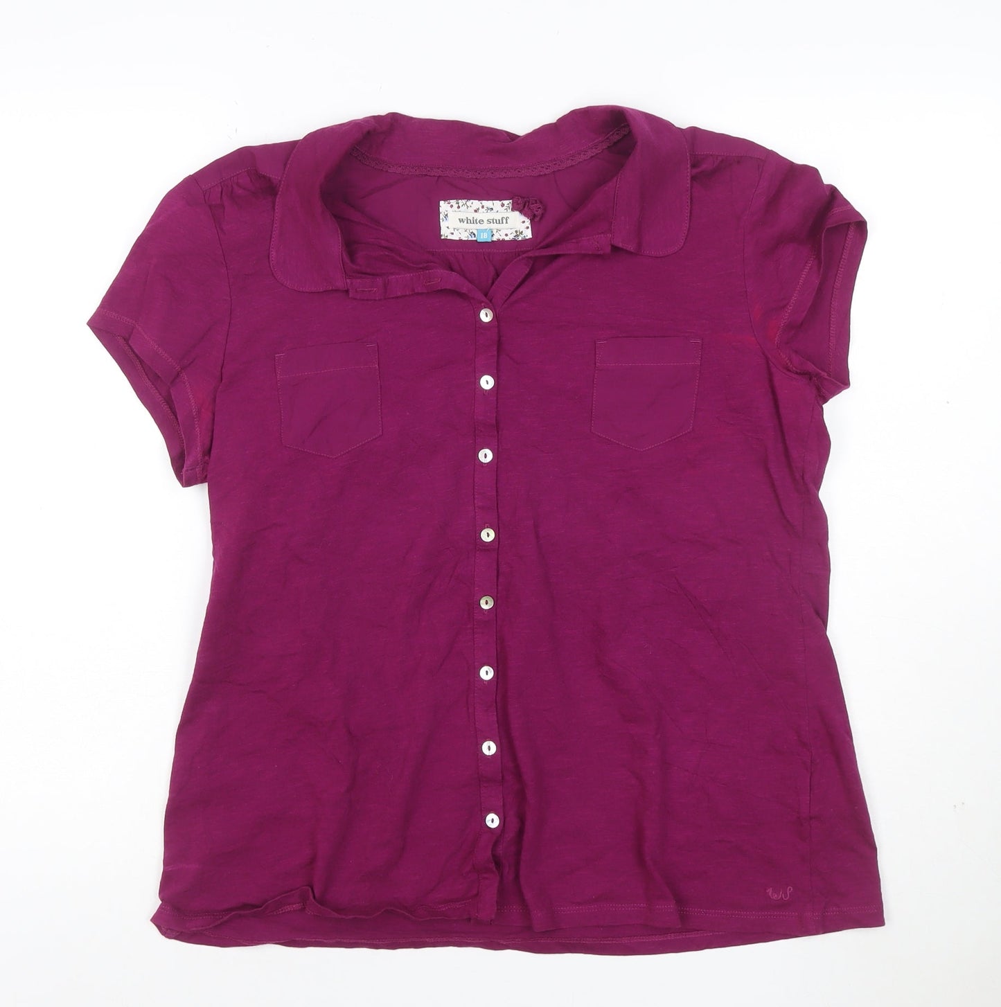 White Stuff Women's Purple Size 18 Cotton Button-Up Shirt