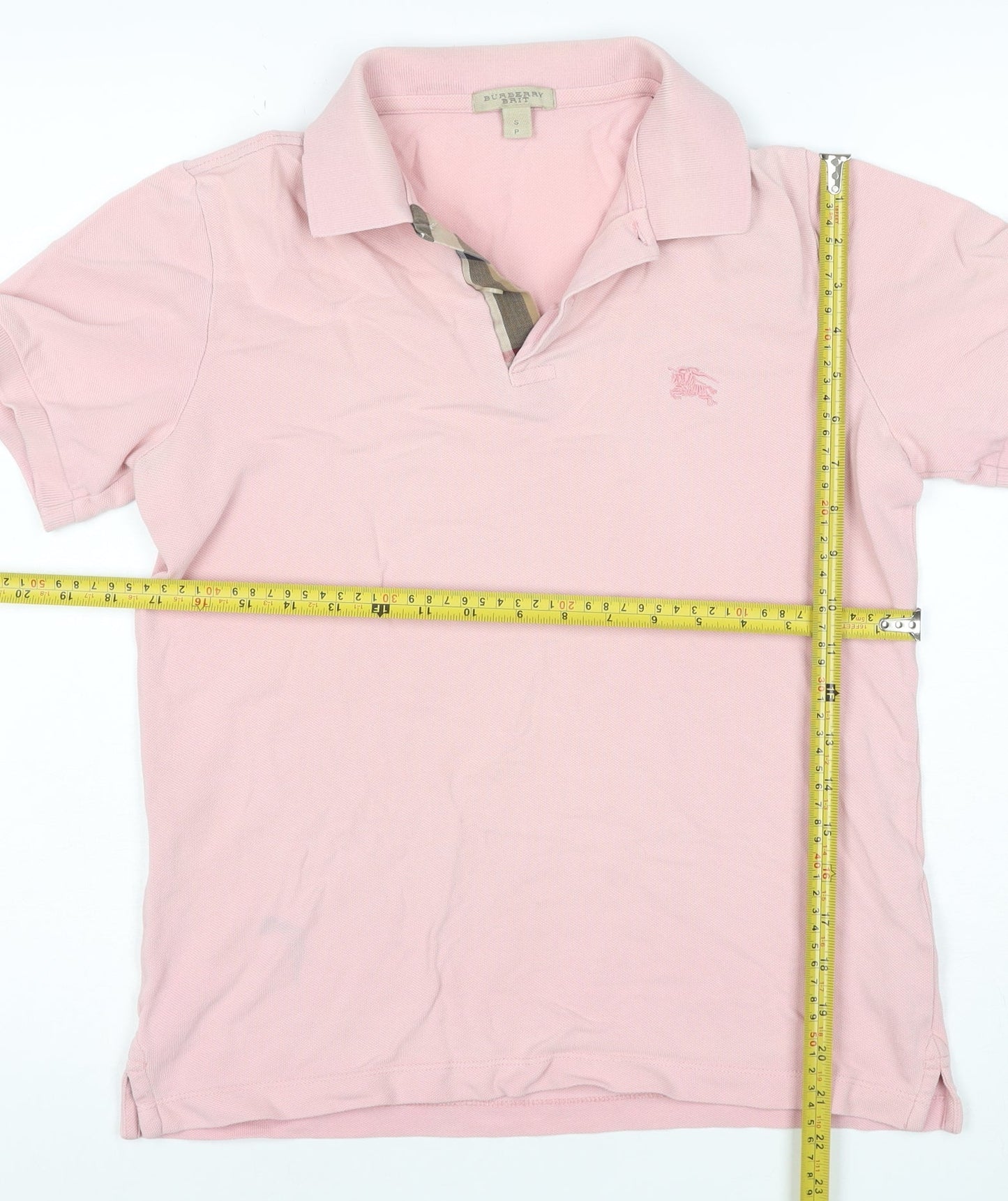 Burberry Men's Pink Slim Fit Cotton Polo Shirt Size S