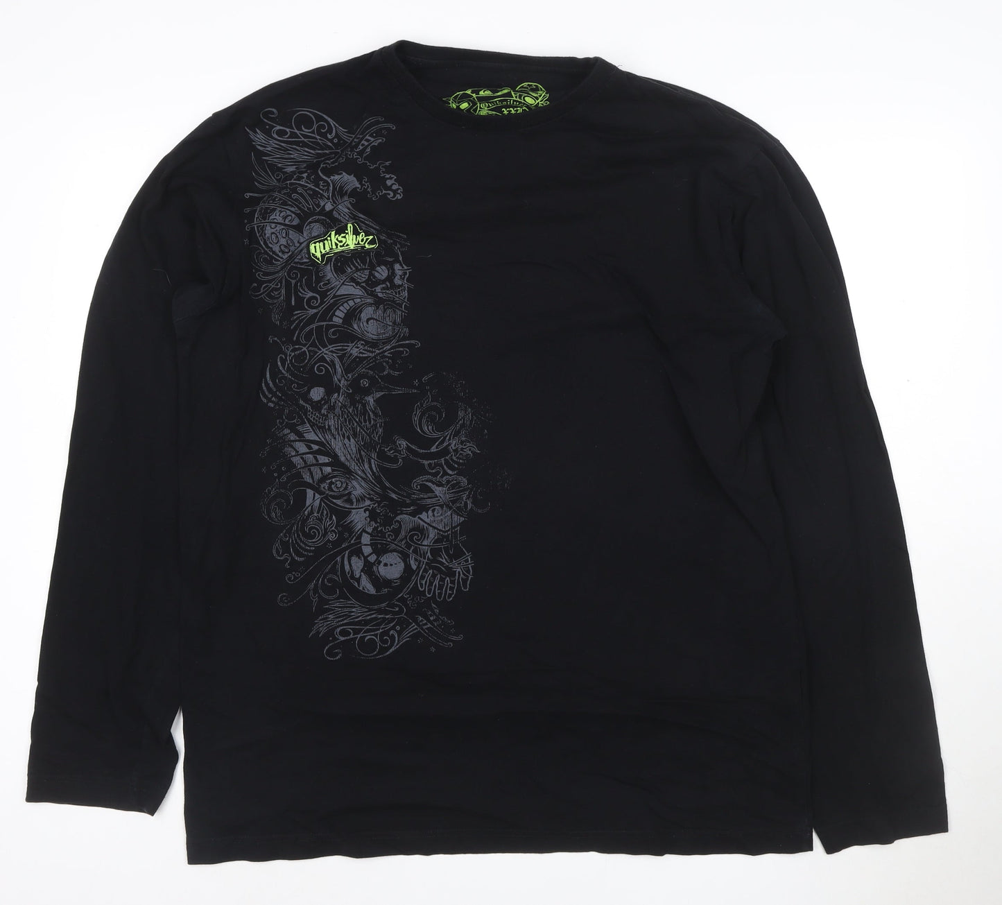 Quiksilver Men's Black XXL Long Sleeve Graphic Cotton T-Shirt