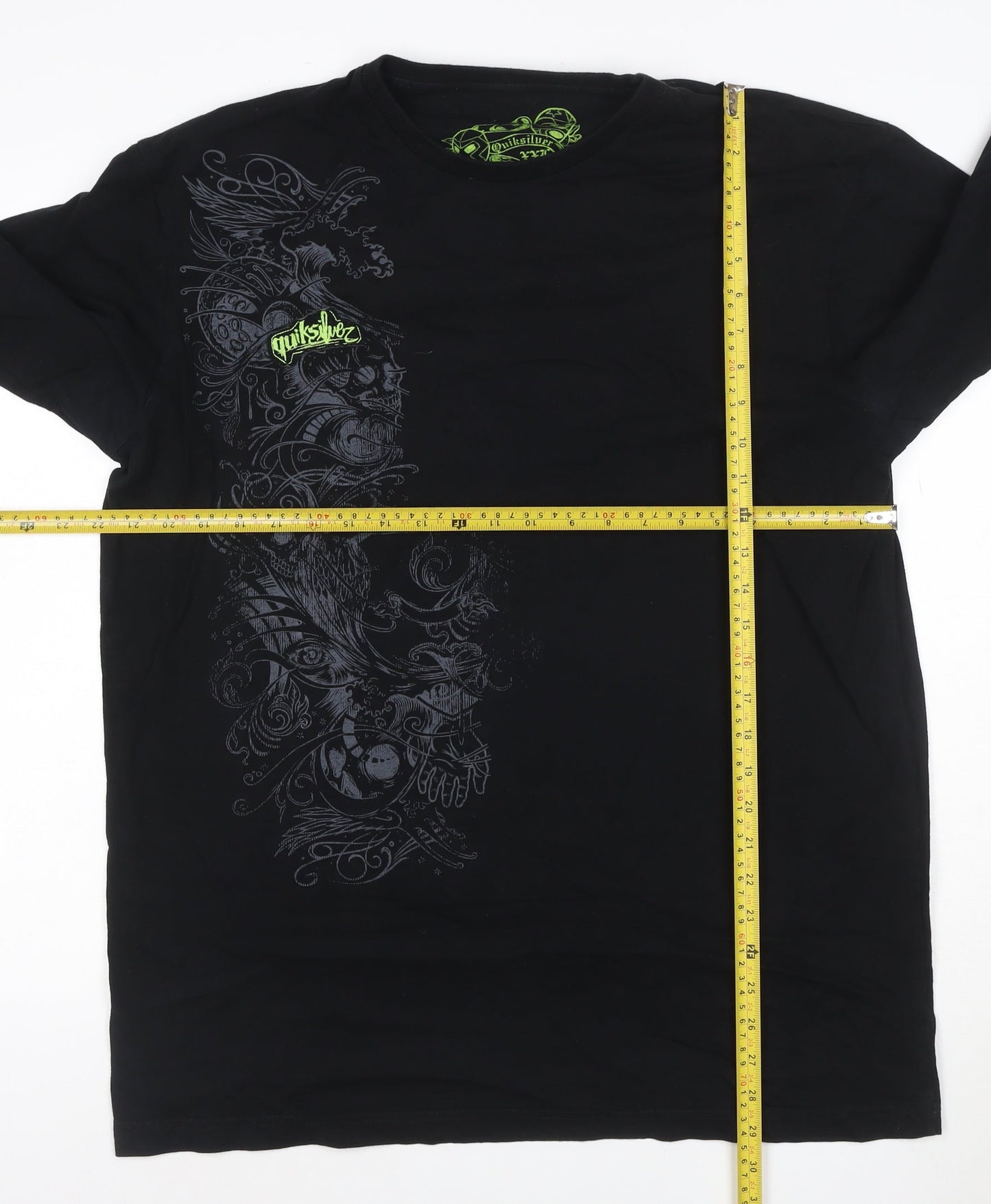 Quiksilver Men's Black XXL Long Sleeve Graphic Cotton T-Shirt