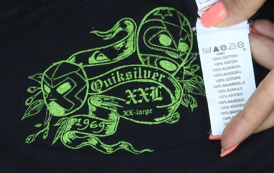 Quiksilver Men's Black XXL Long Sleeve Graphic Cotton T-Shirt