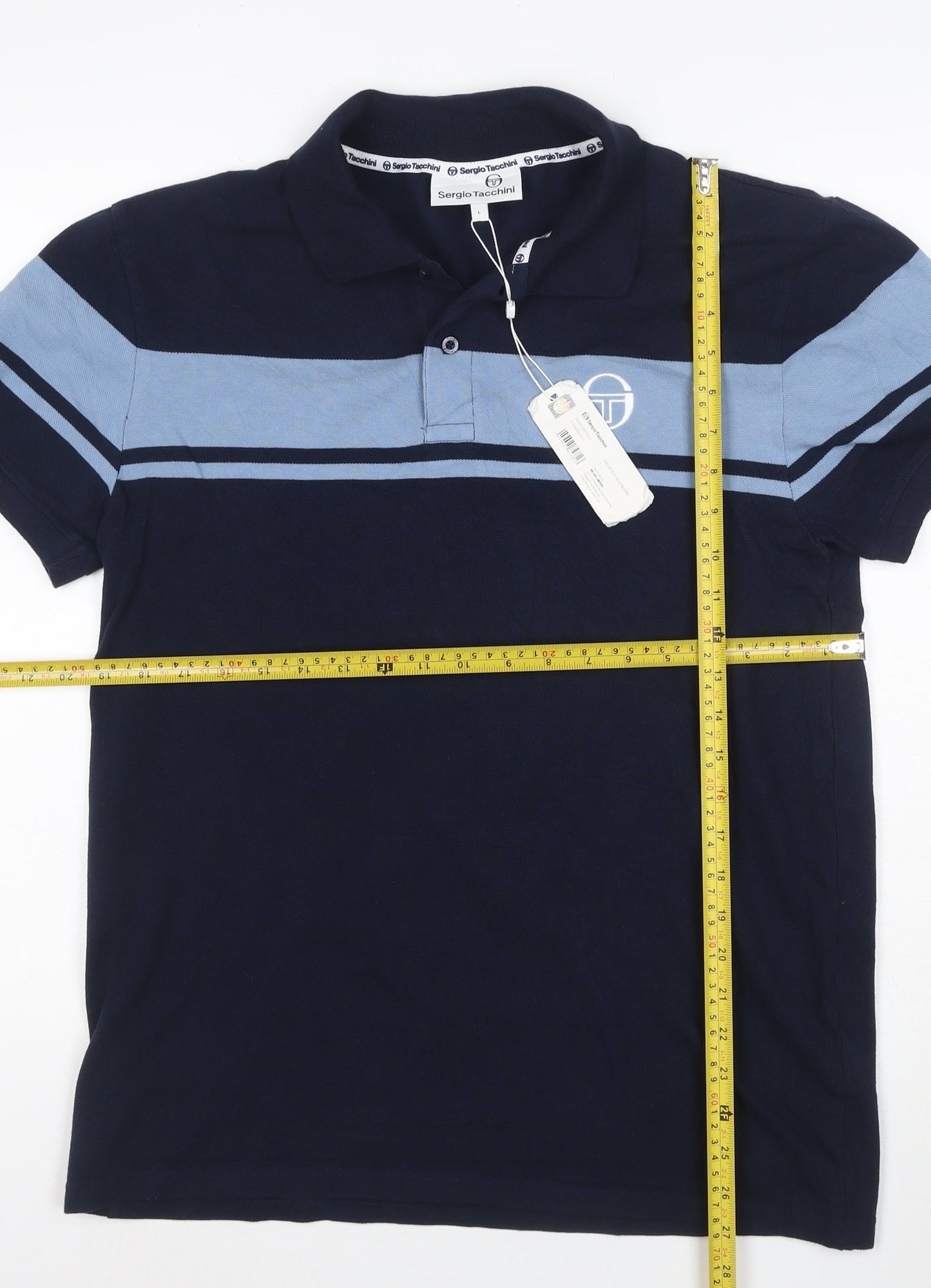 Sergio Tacchini Men's Blue Regular Fit Short Sleeve Polo L