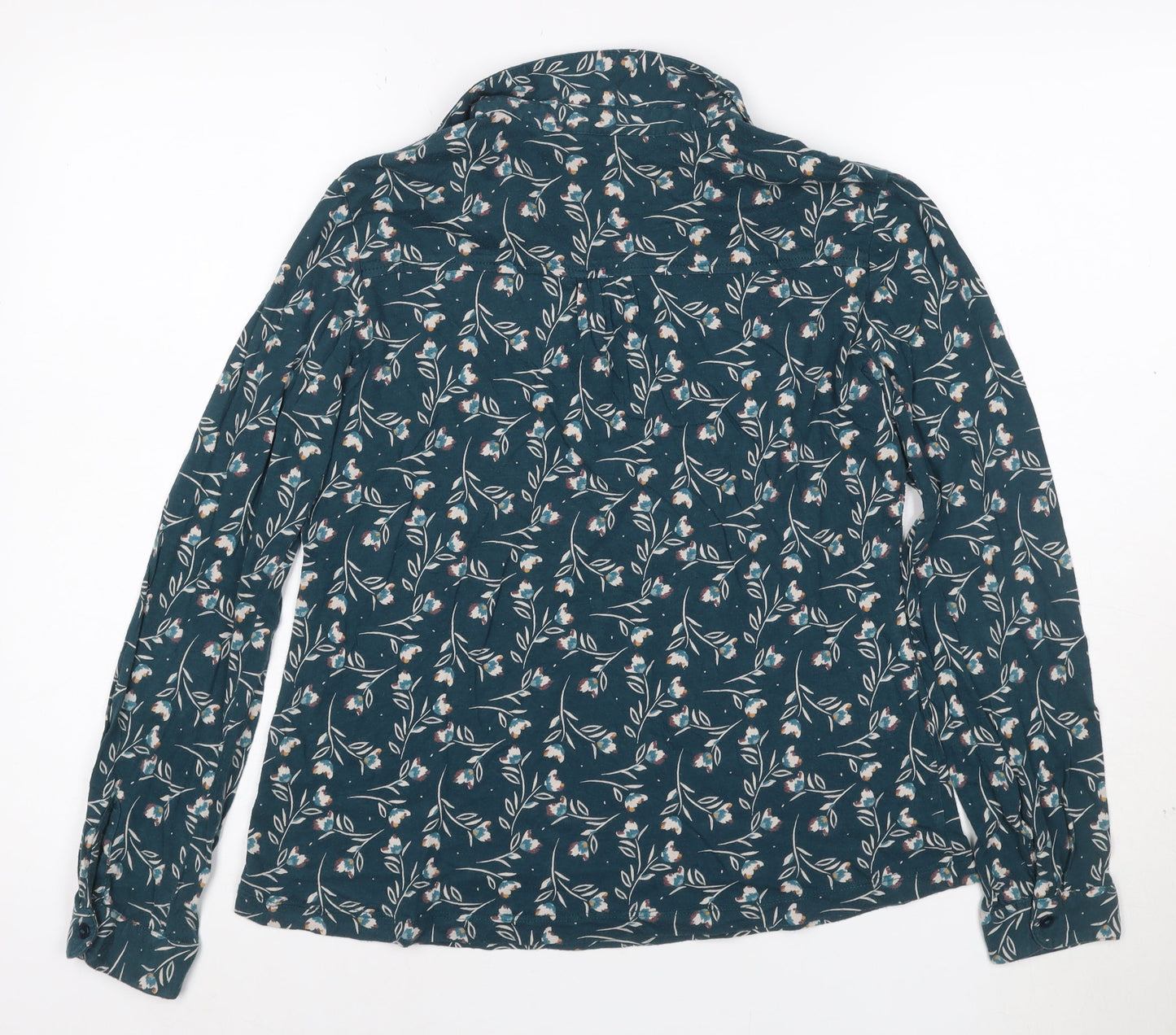 Seasalt Cornwall Women's Blue Floral Collared Cotton Tunic Blouse UK 12