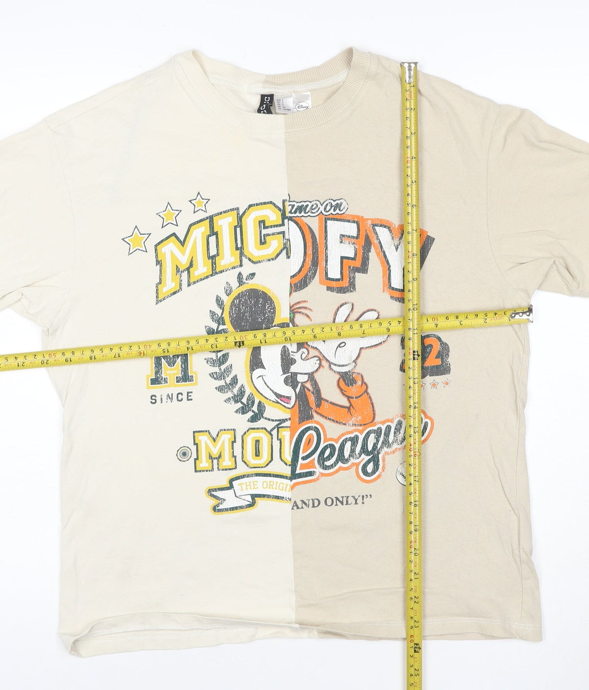 H&M Divided Women’s Beige Colourblock Mickey Mouse T-Shirt Size S