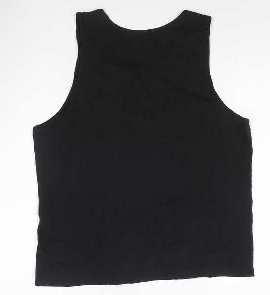 Reebok Womens Black L Tank Top Cotton Blend Sleeveless Sports Vest