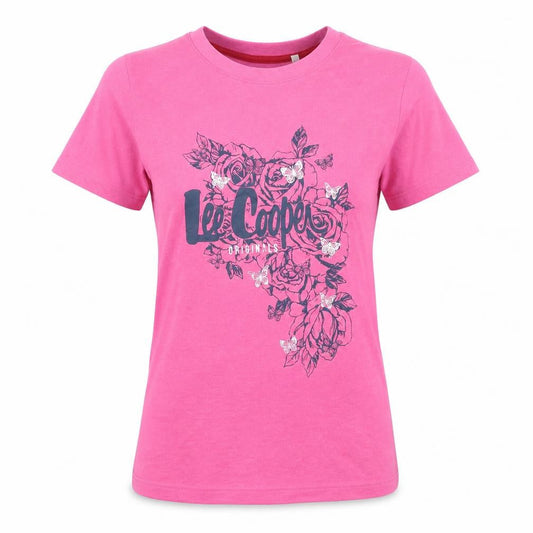 Lee Cooper Womens Pink Floral Logo T-Shirt Size 12