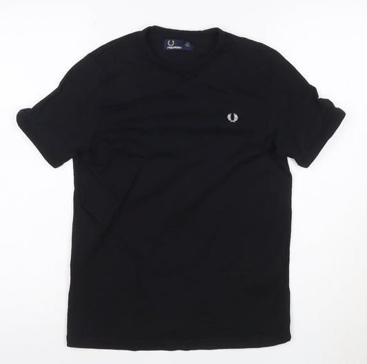 Fred Perry Women's Black Cotton Stretch Crew Neck T-Shirt Size 6