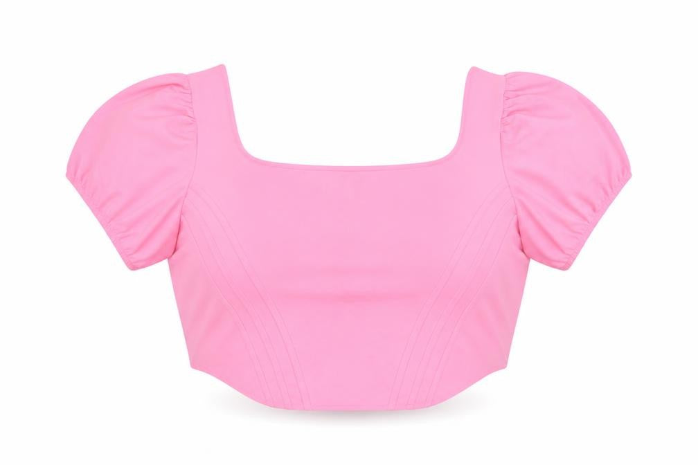 Simply Be Women's Pink Cropped Puff Sleeve Blouse Size 32