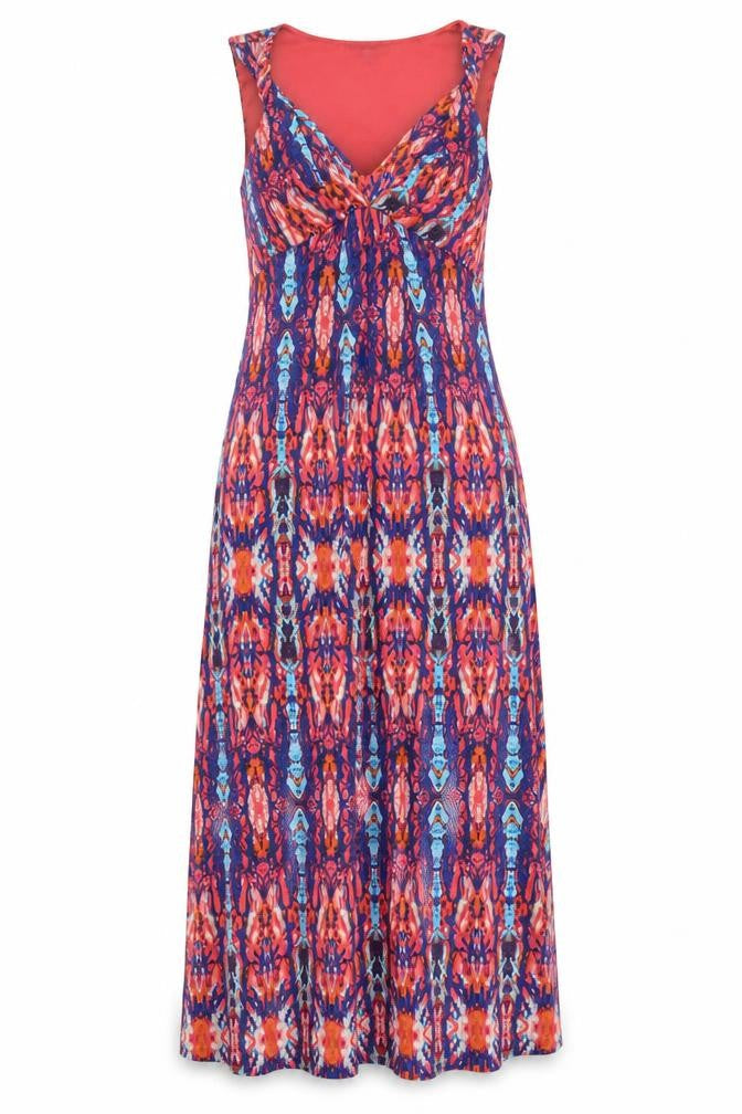 Marks & Spencer Per Una Women’s Multicoloured Midi A-Line V-Neck Sleeveless Dress Size 10