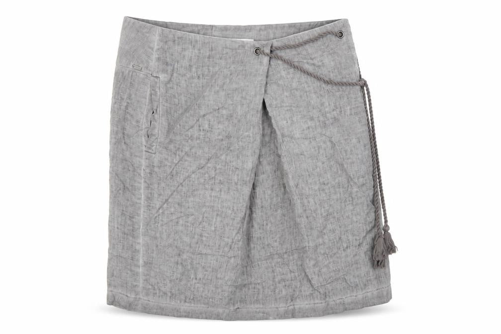 Sandwich Womens Grey Linen Wrap Skirt Size 14 Knee Length