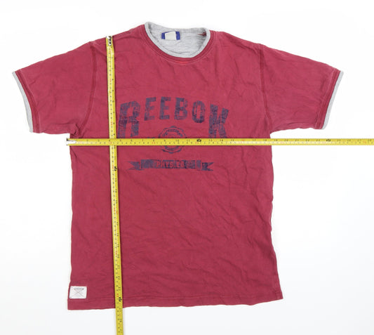 Reebok Men's Red Short Sleeve Cotton Crew Neck Sports T-Shirt Size S