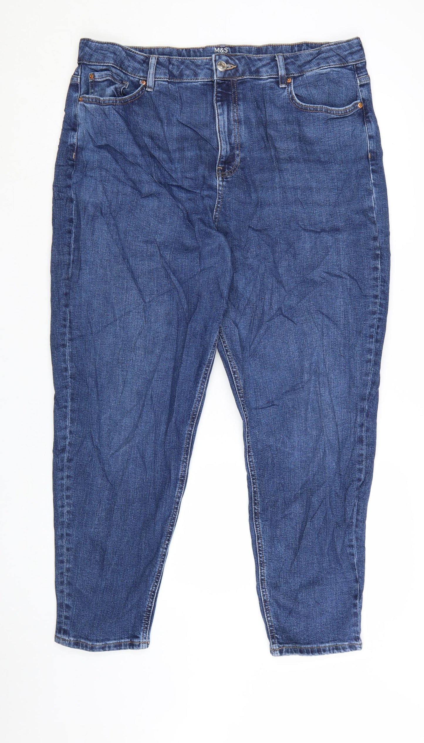 Marks and Spencer Women's Blue Size 18 Straight Leg Stretch Jeans