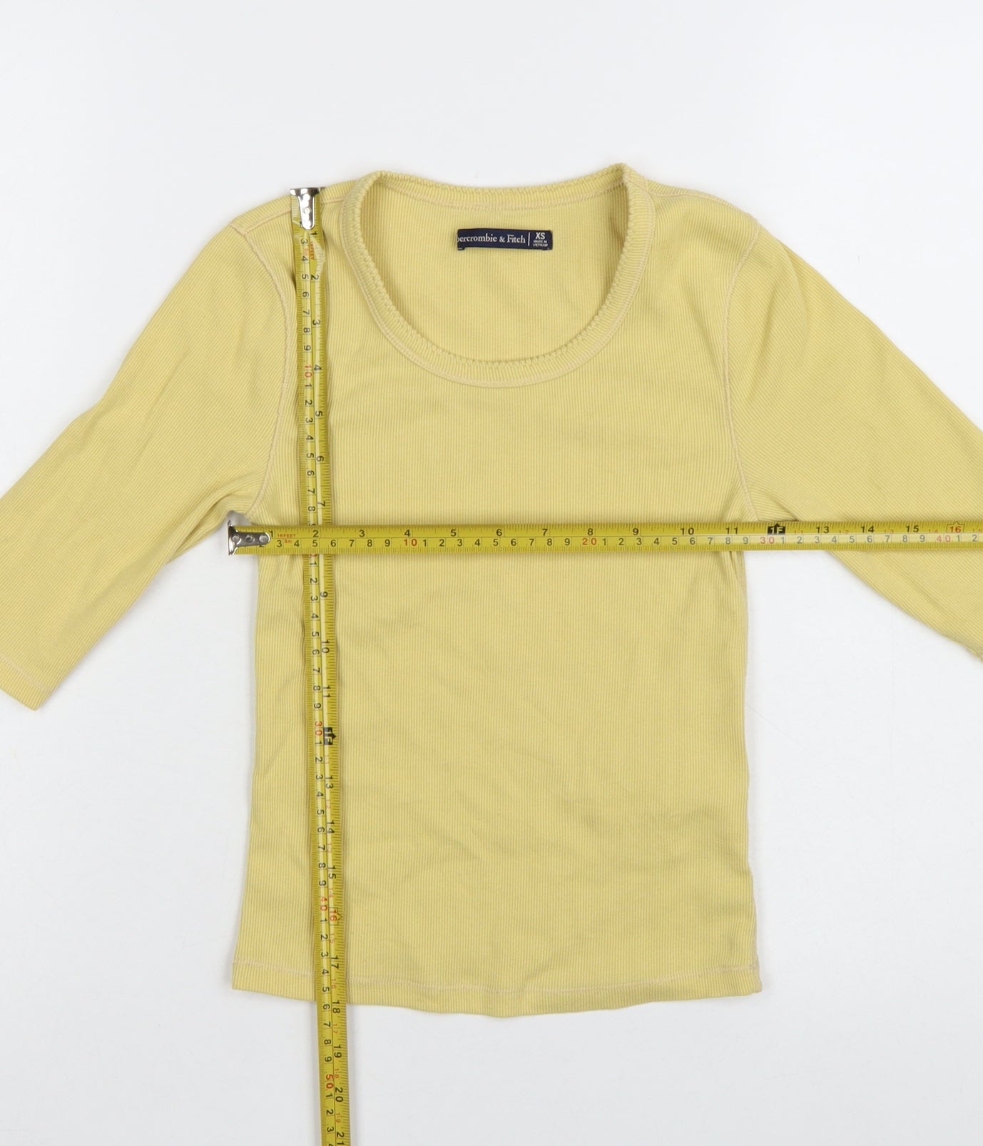 Abercrombie & Fitch Women’s Yellow XS 3/4 Sleeve Slim Fit Basic T-Shirt