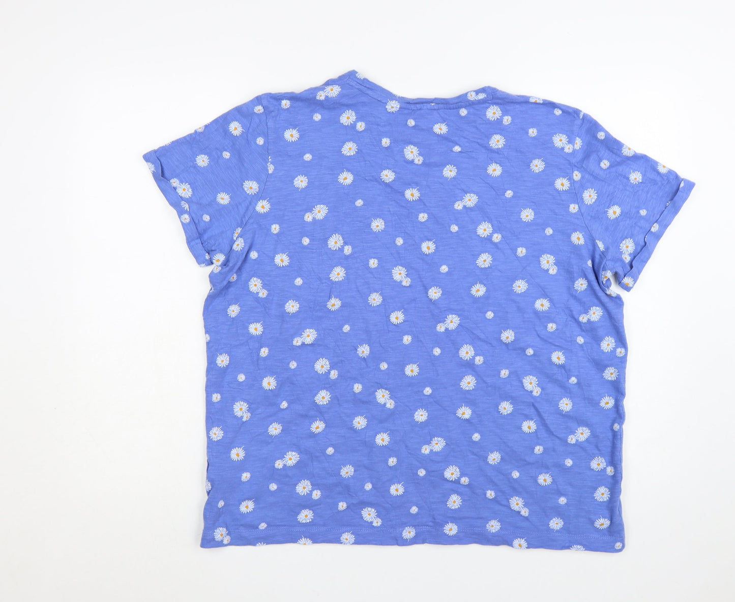 Marks and Spencer Women’s Blue Floral Cotton T-Shirt Size 14