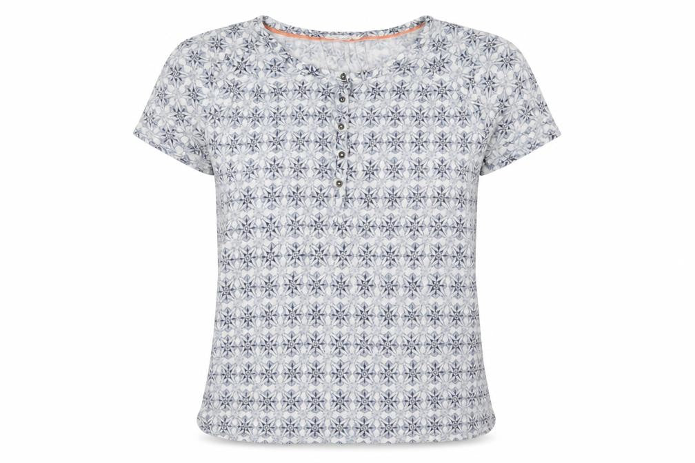White Stuff Women Blue Floral Linen Button-Up Shirt UK 14