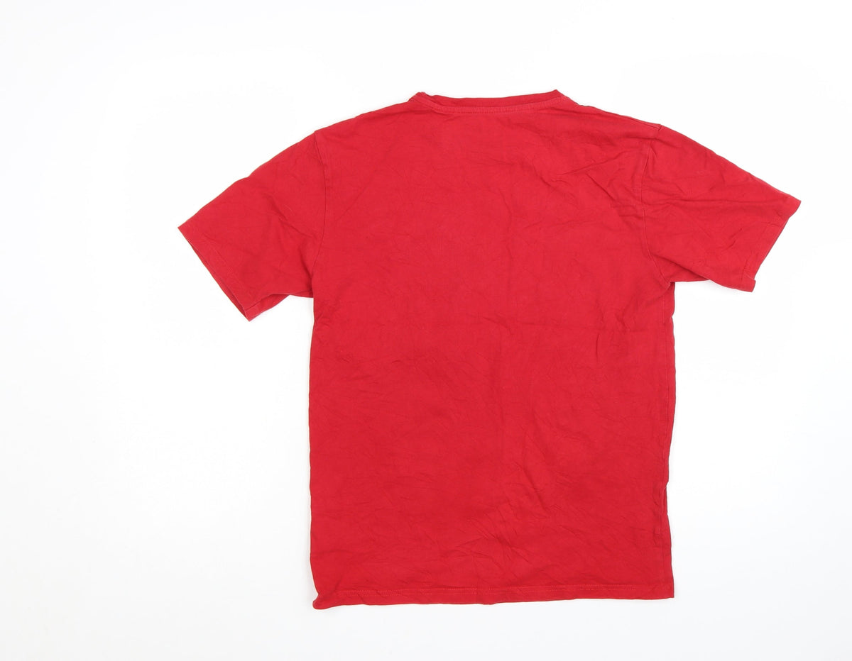 Close-up detail of Disneyland Paris Women’s Red Minnie Mouse T-Shirt, size S, Short Sleeve Cotton