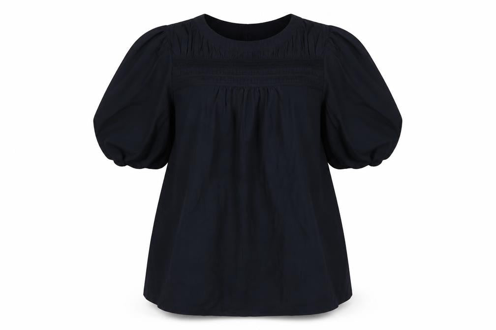 Marks and Spencer Women's Black Size 8 Puff Sleeve Tunic Blouse