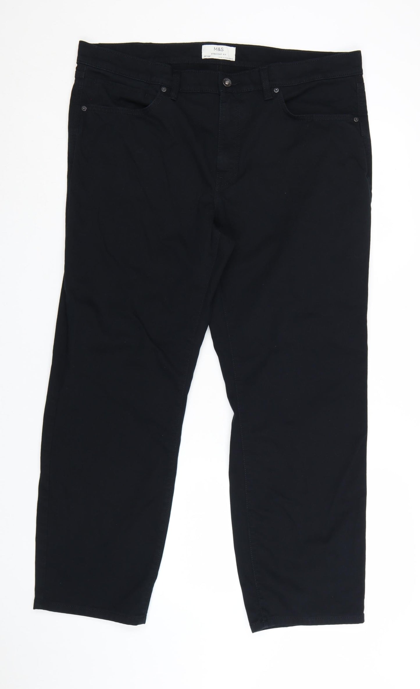 Marks and Spencer Men's Black 38x29 Straight Fit Stretch Jeans