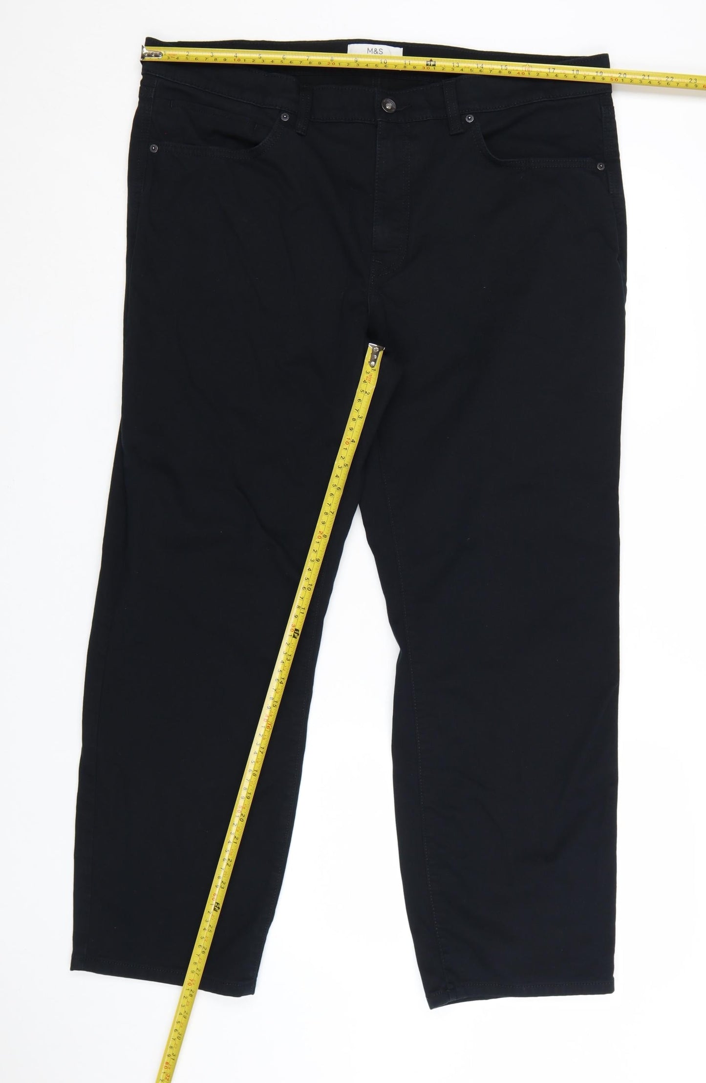 Marks and Spencer Men's Black 38x29 Straight Fit Stretch Jeans