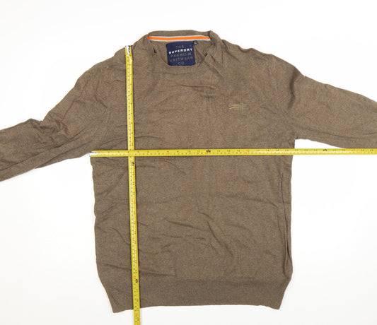 Superdry Men's Brown XL Crew Neck Premium Cotton Cashmere Jumper