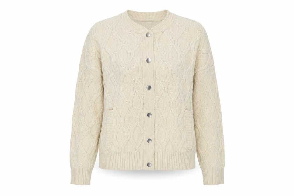 Marks & Spencer Women's Ivory Cable-Knit Wool Blend Cardigan XL