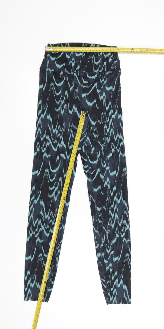 Marks and Spencer Women Blue Geometric Print Goodmove Leggings Size 6